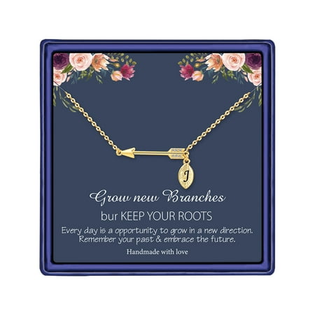 IEFSHINY Graduation Gifts For Her 2023 14K Gold Plated Graduation Necklace Arrow Necklace Dainty CZ Pendant Necklace