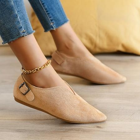 

Women s Loafers Slip-on Casual Shoes Suede Soft Pointed Toe Flats