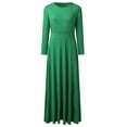 thumbnail image 4 of GZWYHT Dresses for Women 2025,Maxi Dresses Women Casual Solid Long Sleeve Round Neck Dress Big Swing Long Dress Long Sleeve Dress,Casual Dresses,Green Dress,Vacation Dresses 2XL, 4 of 8