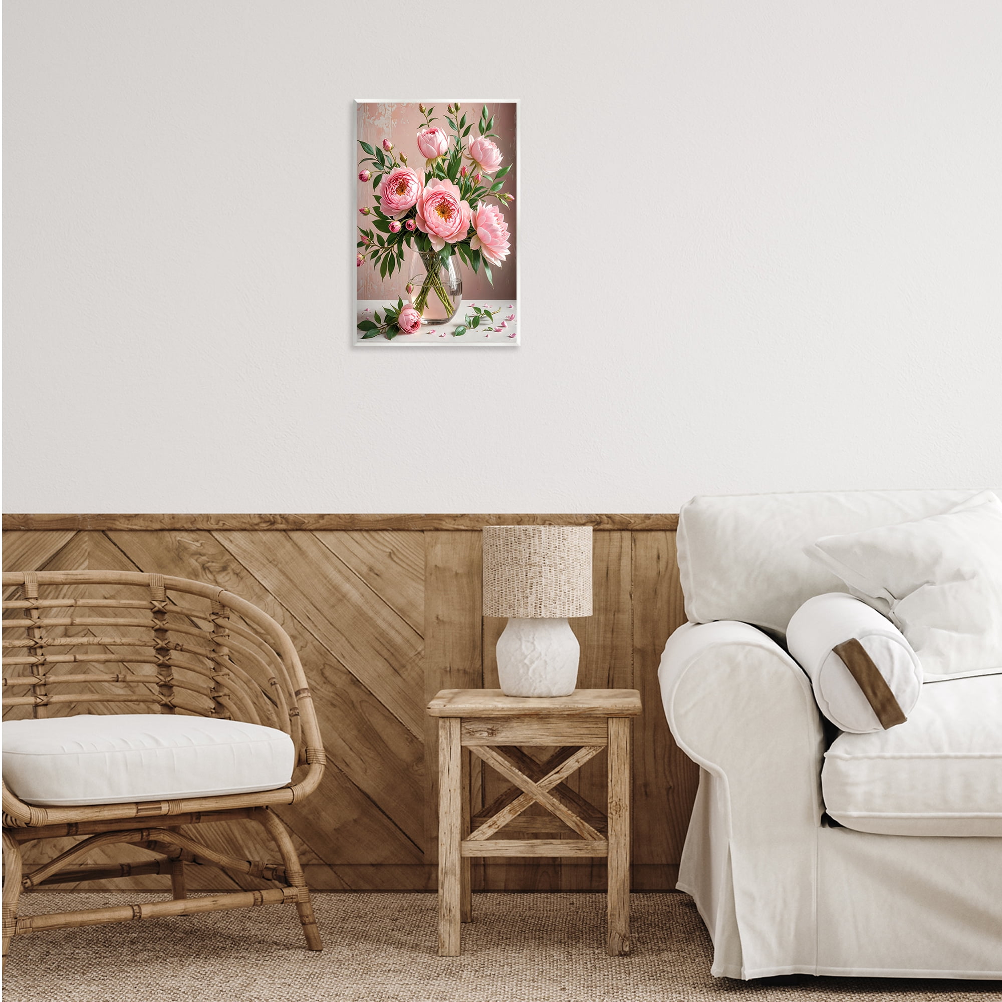 Stupell Industries Elegant Peonies in Vase Plants & Flowers Painting Unframed Art Print Wall Art, 13 x 19