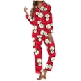 thumbnail image 1 of HNMKIU Comfortable Sleepwear Set Womens Christmas Snowman Pattern Cozy Long Pajama Sleep Set, 1 of 4