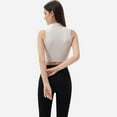 thumbnail image 5 of Women's Half Zip-Up Mock Neck Crop Top with Sleeveless Design - X Large, Off White, 5 of 7