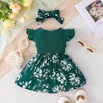 thumbnail image 4 of NOLDARES Girls Dress Short Sleeve Solid Color Tunic A-Line Tiered Swing Dress Cute Summer Party(Green,3-6 Months), 4 of 9