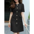 thumbnail image 3 of 2023 ZANZEA Fashion Slim Dresses Summer OL Work Dress Women O Neck Party Sundress Short Sleeve Buttons Up Vestidos Robe Sarafans, 3 of 4