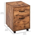 thumbnail image 3 of HOMCOM Vertical Filing Cabinet 2 Drawer, Mobile File Cabinet with Wheels for Letter Size, Home Office Organizer, Rustic Brown, 3 of 10