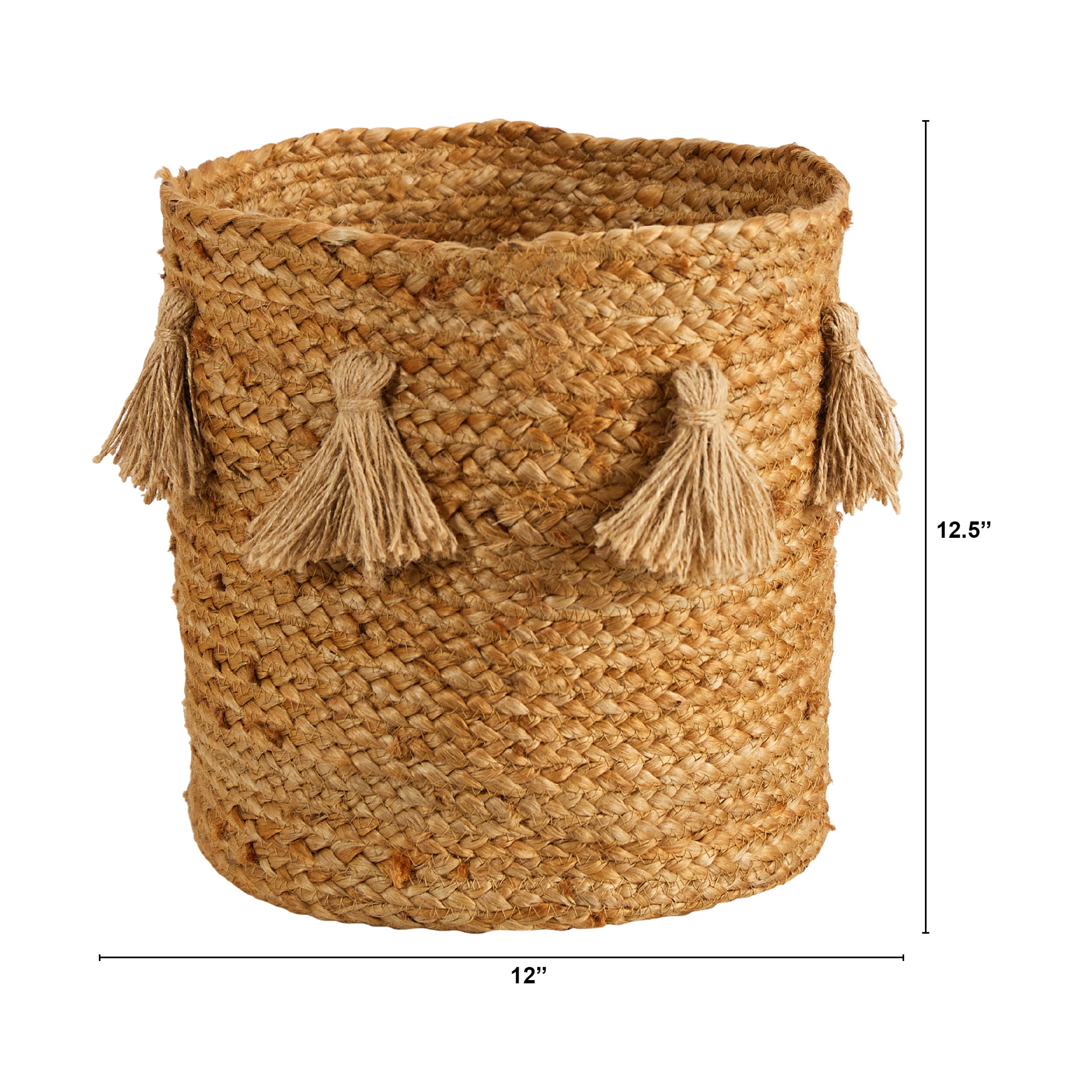 Nearly Natural 12" x 12" x 12.5" Round Beige Burlap, Cotton and Jute Plant Planter