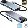 thumbnail image 1 of 5 In 1 Usb C Hub Type C To 4k Hd Adapter With Rj45 Network 100m 1000m Ethernet Lan Charger Port Adapter For Macbook Pro, 1 of 5