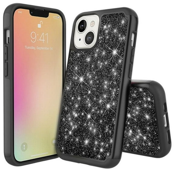 TotalDefense Glitter Hybrid Case for iPhone 13 - Black