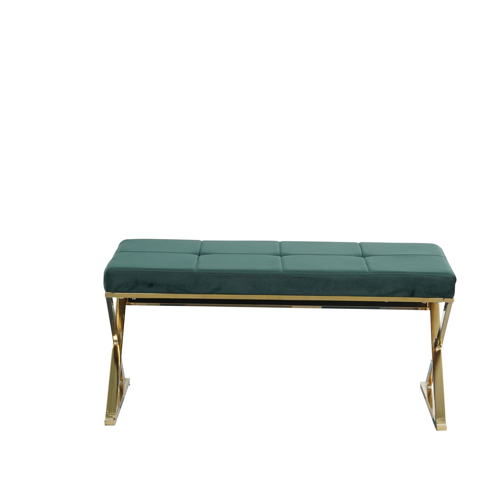 Kadyn Morden Bench, Upholstered Ottoman Bench for Bedroom, Tufted End of Bed Bench for Entryway, Green