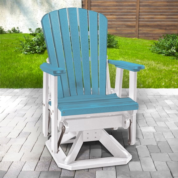 HomeStock Coastal Charm Blue Fan Back Glider, 27" D x 33" W x 42" H, Comfortable Outdoor Seating Made from Recycled Materials