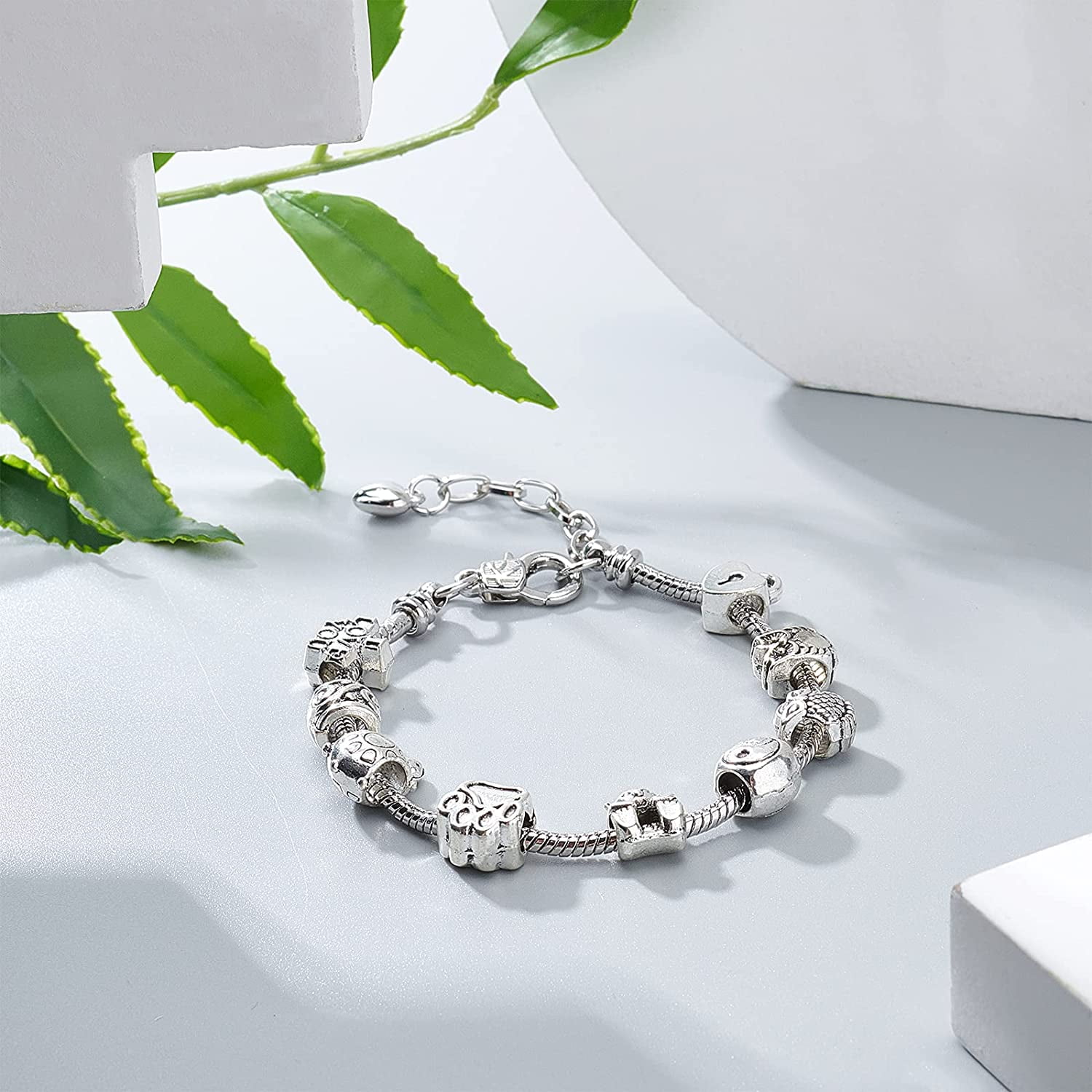 200Pcs Tibetan Style European Beads Metal Large Hole Beads Alloy Spacer Loose Beads Antique Silve Charms for Jewelry Making