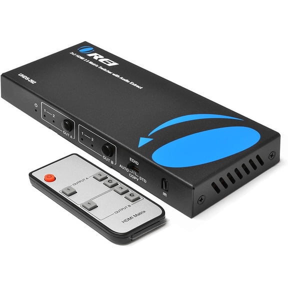 4K HDMI Matrix Switch 2 X 2 by Orei Switcher 18G UltraHD Supports Upto 4K @ 60Hz & 1080P IR EDID HDCP 2.- Remote Control (UHDS-202)