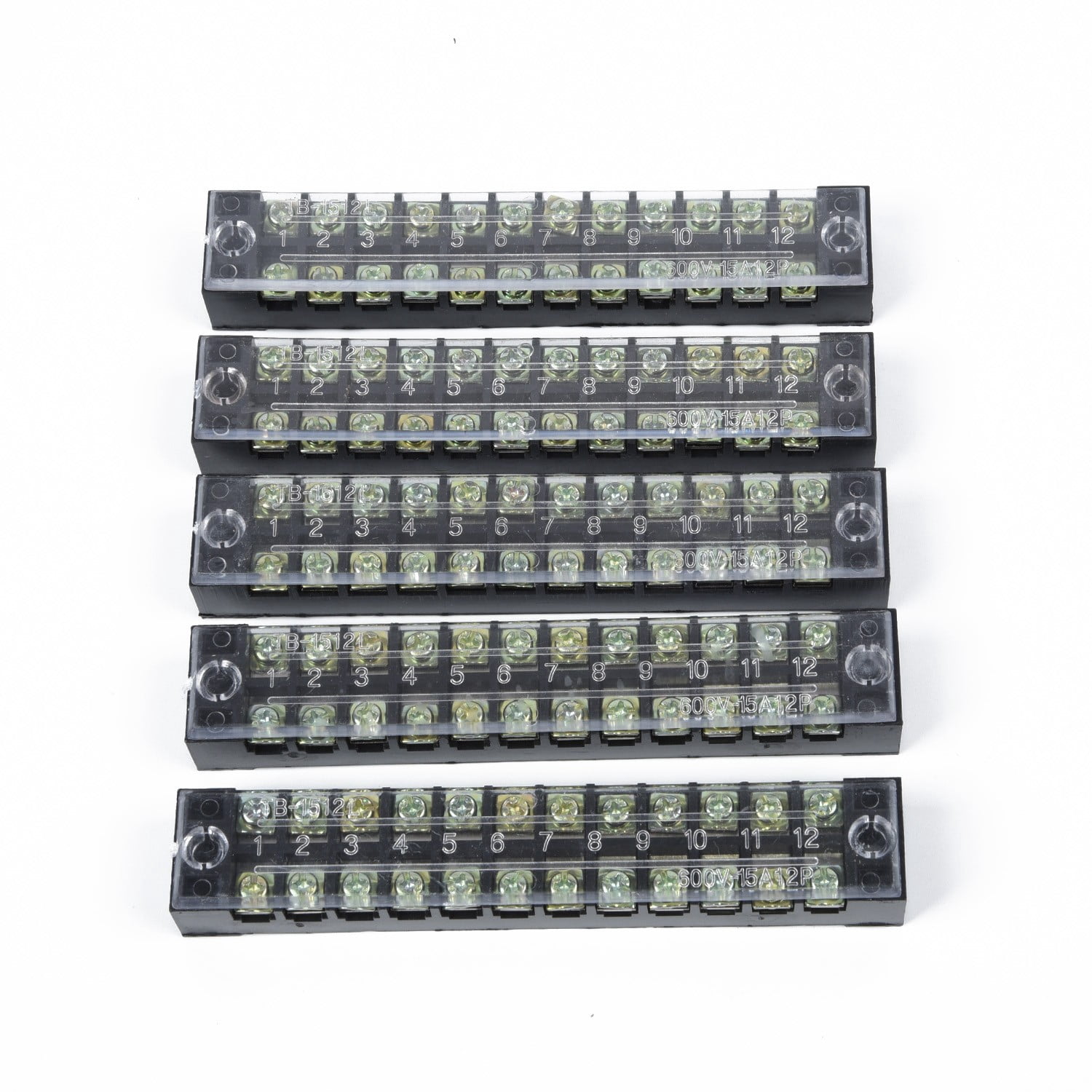 12Points Auto Marine Power Distribution Bus Bar Terminal Block Set 15A 600V