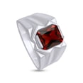 thumbnail image 4 of AFFY 8x10 mm Simulated Birthstone Men's Ring Garnet In 14K White Gold Plated 925 Sterling Silver. Ring Size 13.5, 4 of 6