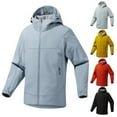 thumbnail image 4 of Unisex Casual Solid Color Soft-shell Windbreaker - Outdoor Windproof & Waterproof Hooded Jacket, Red, Size L, 4 of 4