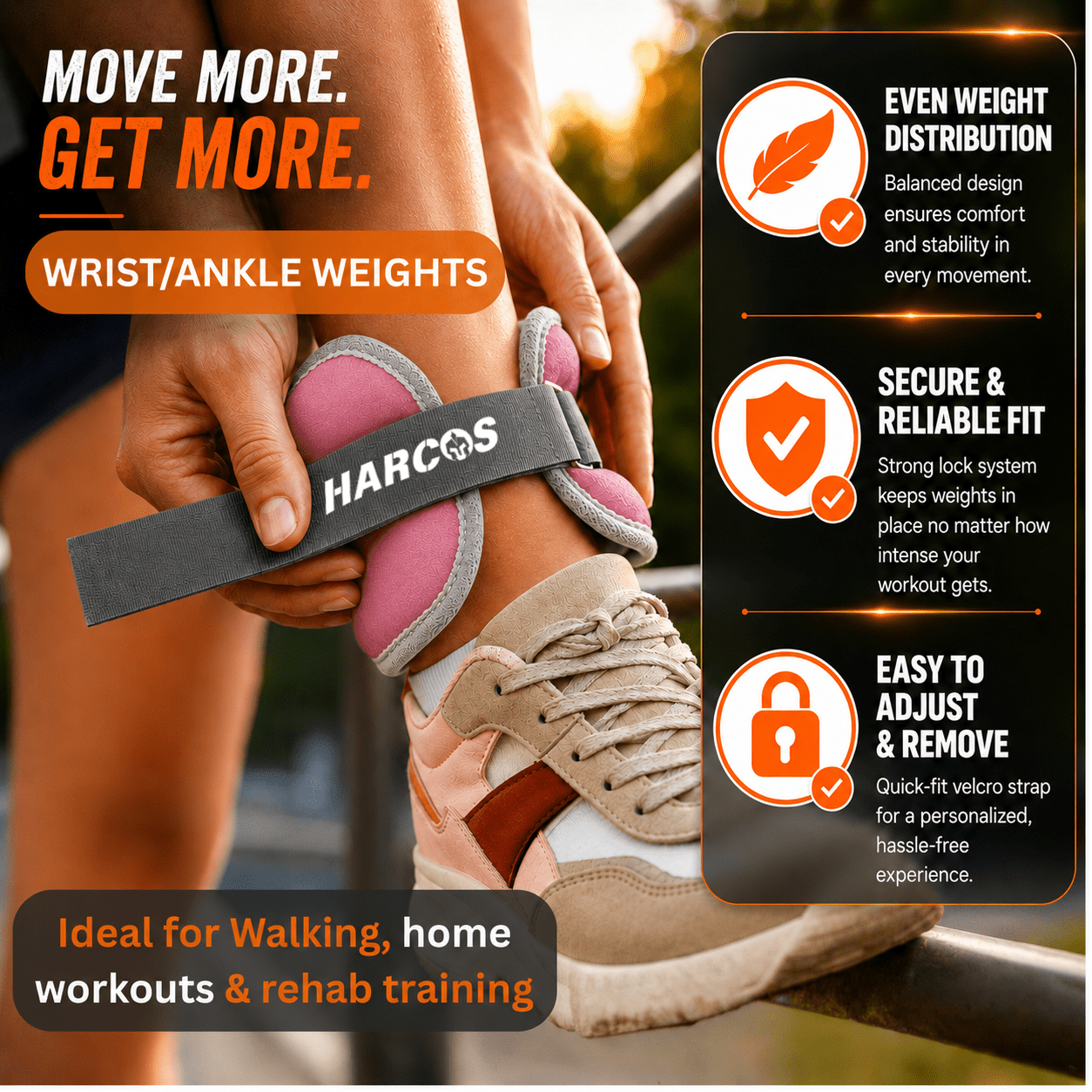 Harcos Adjustable Neoprene Ankle & Wrist Weights | Wearable Weights for Women & Men, Bala Bangles Alternative | Arm, Leg, Foot & R