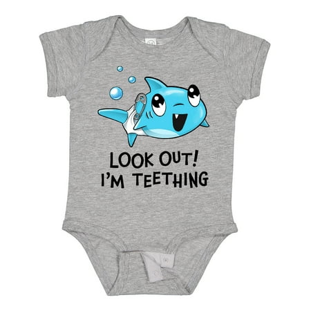 

Inktastic Look Out! I m Teething- Cute Shark Gift Baby Boy or Baby Girl Bodysuit