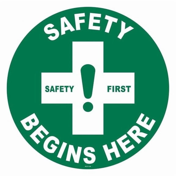 Anti-Slip Floor Sign, 17 in H, 17 in W, Vinyl, Circle, English, FS-17-130