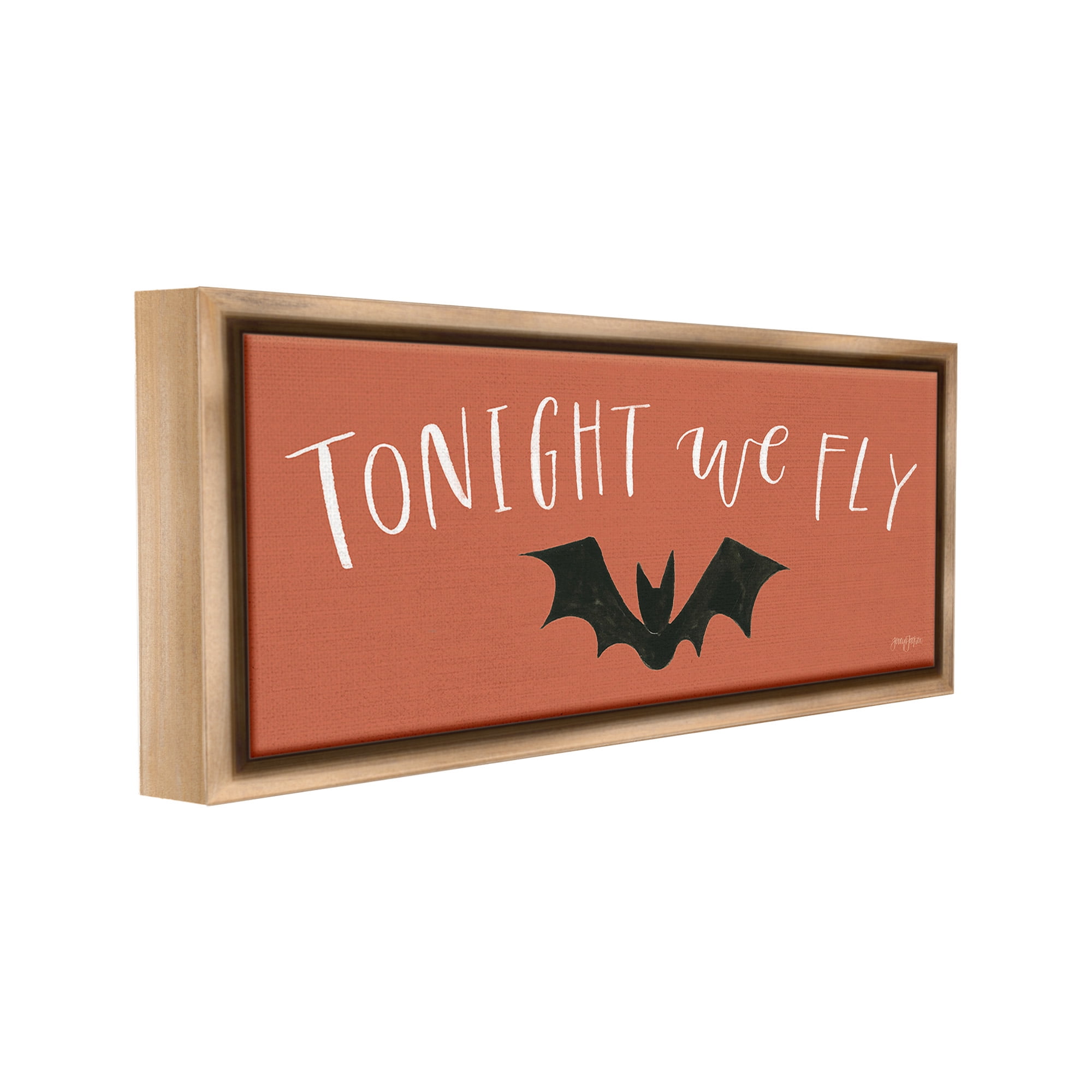 Stupell Industries Tonight We Fly Halloween Holiday Painting Brown Floater Framed Canvas Art Print Wall Art, 25 x 11