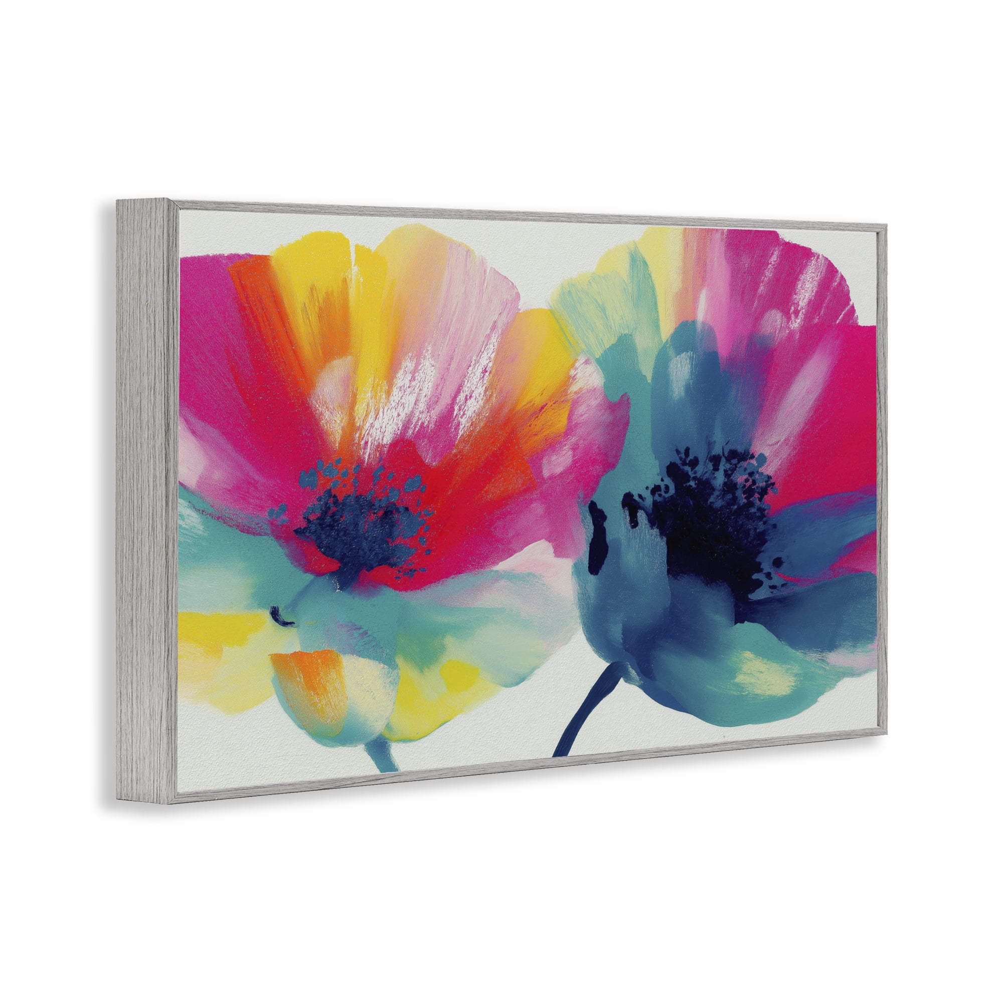 Stupell Industries Two Colorful Poppies Gray Framed Giclee Art, design by Chromatic Storm Studio