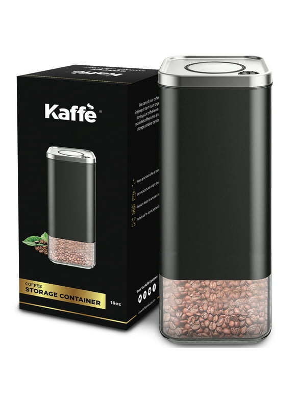 Kaffe Coffee Canister, Perfect Coffee Container Airtight, Smart Coffee Canister for Ground Coffee, Glass Jar, (16oz)