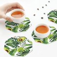 thumbnail image 7 of Pofeuu Watercolor Green Tropical Print Leather Coasters Set of 6, Round Cups Mugs Mat Pad for Home Kitchen Heat Resistant Drink Coasters,Octagon, 7 of 7