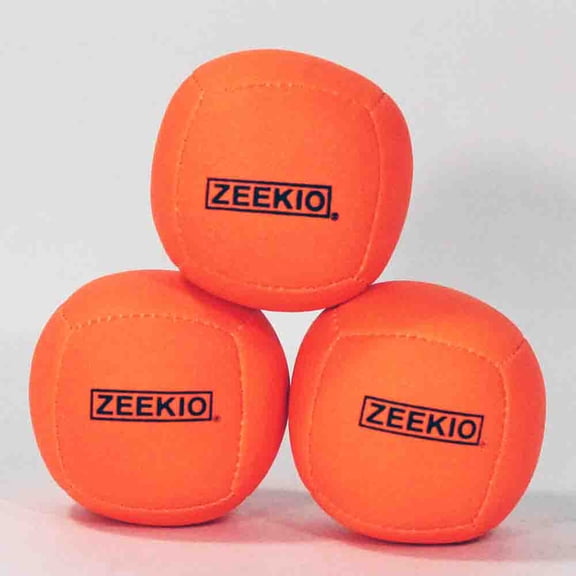 Zeekio Lunar Juggling Balls - 110g Professional UV Reactive 6 Panel Ball - Pack of 3 (Solid Orange)