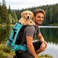 thumbnail image 4 of Dog Backpack Carrier, Breathable Ergonomic Dog Backpack Carrier for Small Dogs Cats, Reinforced Bottom Dog Backpack Carrier with Built in Leash Adjustable Buckle for Hiking Cycling Travel, 4 of 8