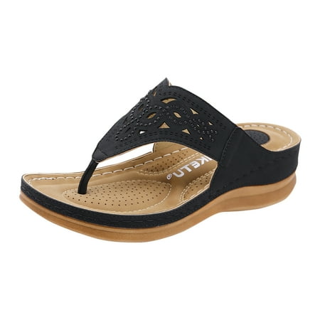 

knqrhpse slippers for women Summers Vintage Hollow Out Slip On Wedge Flip Flops Shoes womens slippers house slippers for women