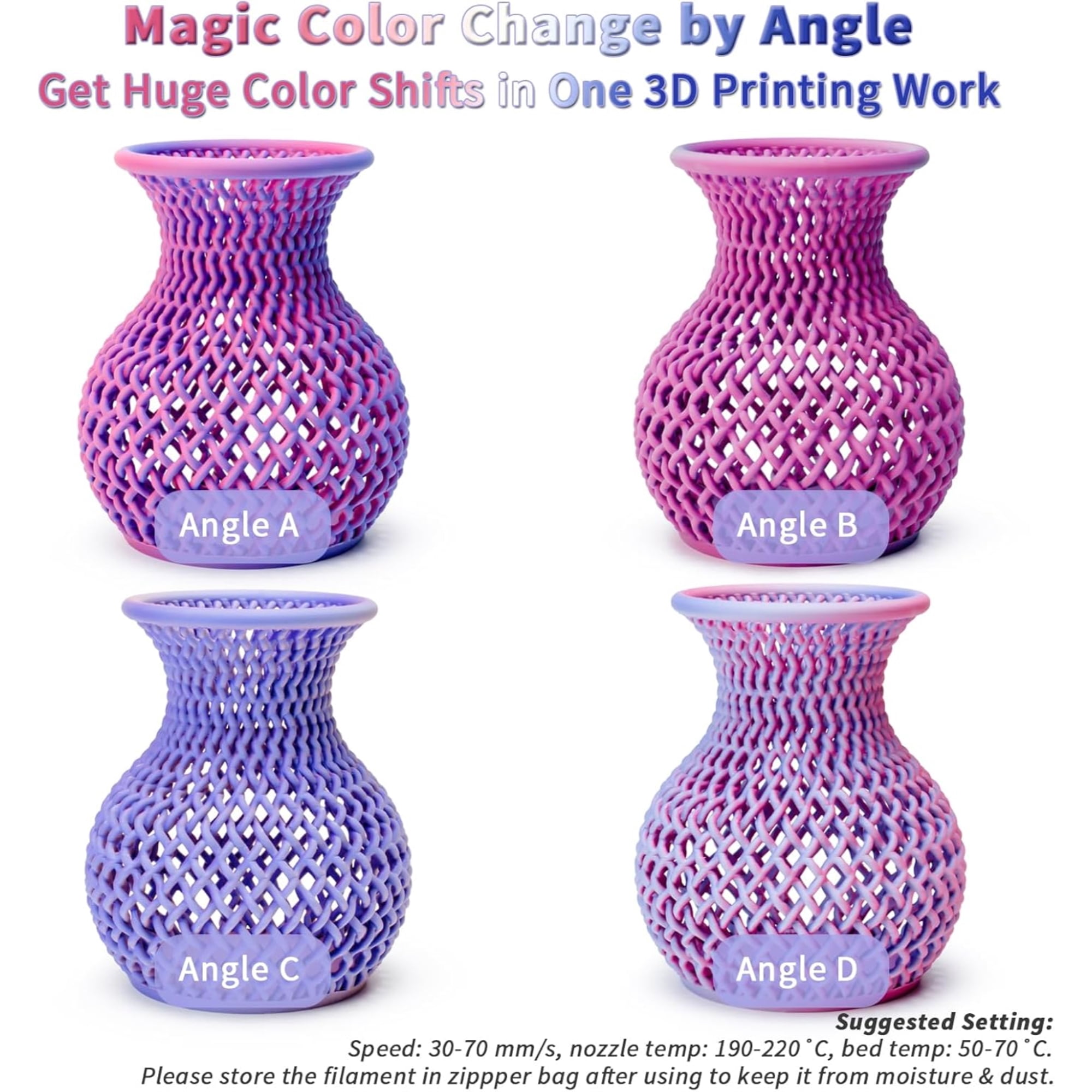 Ziro 3D Tri-color Matte PLA 1.75mm 1kg, Frosted Berry