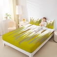 thumbnail image 3 of Manfei Abstract Oil Painting Bed Sheets 4pcs, Yellow Gold Ombre King Sheets, Watercolor Brush Strokes Sheet Set, Ultra Soft Home Decor, 3 of 7