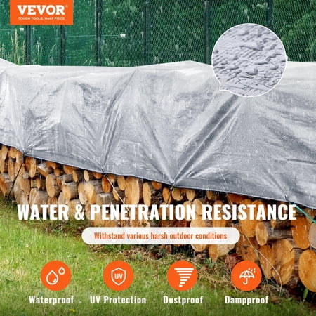 Tarp Heavy Duty Waterproof 20x30 ft Plastic Poly Tarp Cover 10 Mil Multi Purpose Tear UV&Temperature Resistant Outdoor Tarpaulin with High Durability Reinforced Grommets (Silver/Brown)