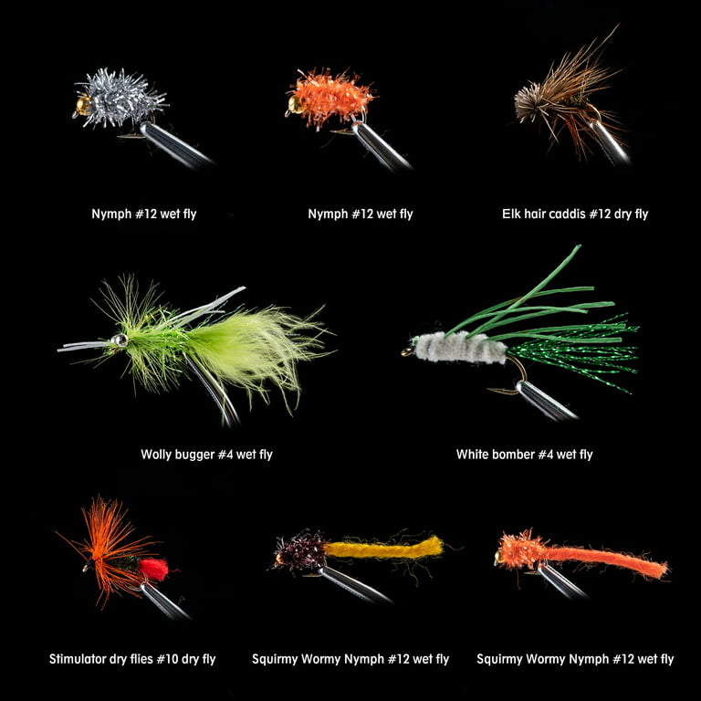 Goture Fly Fishing Flies Kit - 10/30/40/76/100pcs Fly Fishing Lures with  Fly Fishing Box - Fly Fishing Assortment Kit for Bass Trout Salmon Fishing  - Dry Flies Wet Flies Streamers Nymphs 