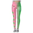thumbnail image 5 of XIAONU Womens Shamrock Print Leggings High Waist Graphic Tights Stretchy Festive Holiday Bottoms Pink, 5 of 5