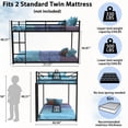 thumbnail image 3 of Kacho Floor Bunk Bed, Metal Bunk Bed Frame for s, Bunk Bed Twin Over Twin with Safety Full-Length Guardrails, for room Bedroom, Easy Assembly, No Box Spring Needed, Black, 3 of 6