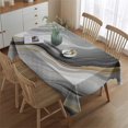 thumbnail image 2 of Gray White Marble Gold Wave Pattern Rectangle Tablecloth 60"x84",Waterproof Polyester Rectangle Table Cloth, Wipeable Spillproof Polyester Tablecloth for Dining, Camping, Indoor and Outdoor, 2 of 5