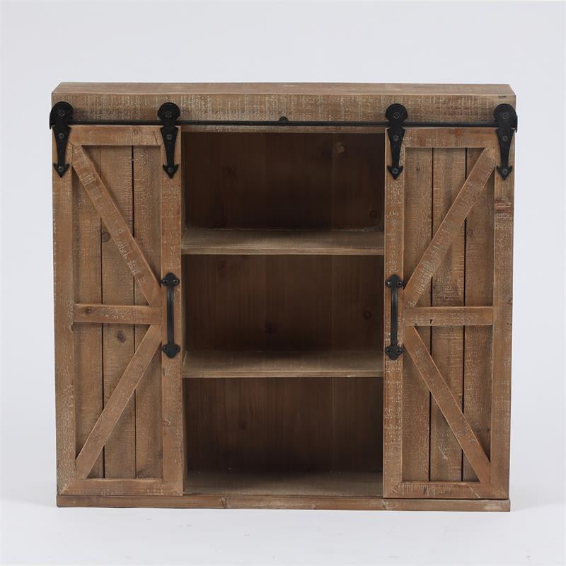 Luxen Home Wood Farmhouse Storage Wall