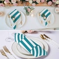thumbnail image 2 of Teal Striped Cloth Napkins, Simple Art Vertical Stripe Farmhouse Washable and Reusable Dinner Napkins Set of 4, Table Napkin for Kitchen Party Birthday Wedding Hotel Housewarming 20"x20", 2 of 8