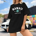 thumbnail image 3 of UANWENN T-Shirt d'Été Imprimé Col Rond Manches Courtes Raglan Style Plage Décontracté (4) T-Shirts Longs Ajustés pour Femmes Col Roulé pour Femmes Pack T-Shirts Décontractés Manches Courtes pour Femmes, 3 of 5