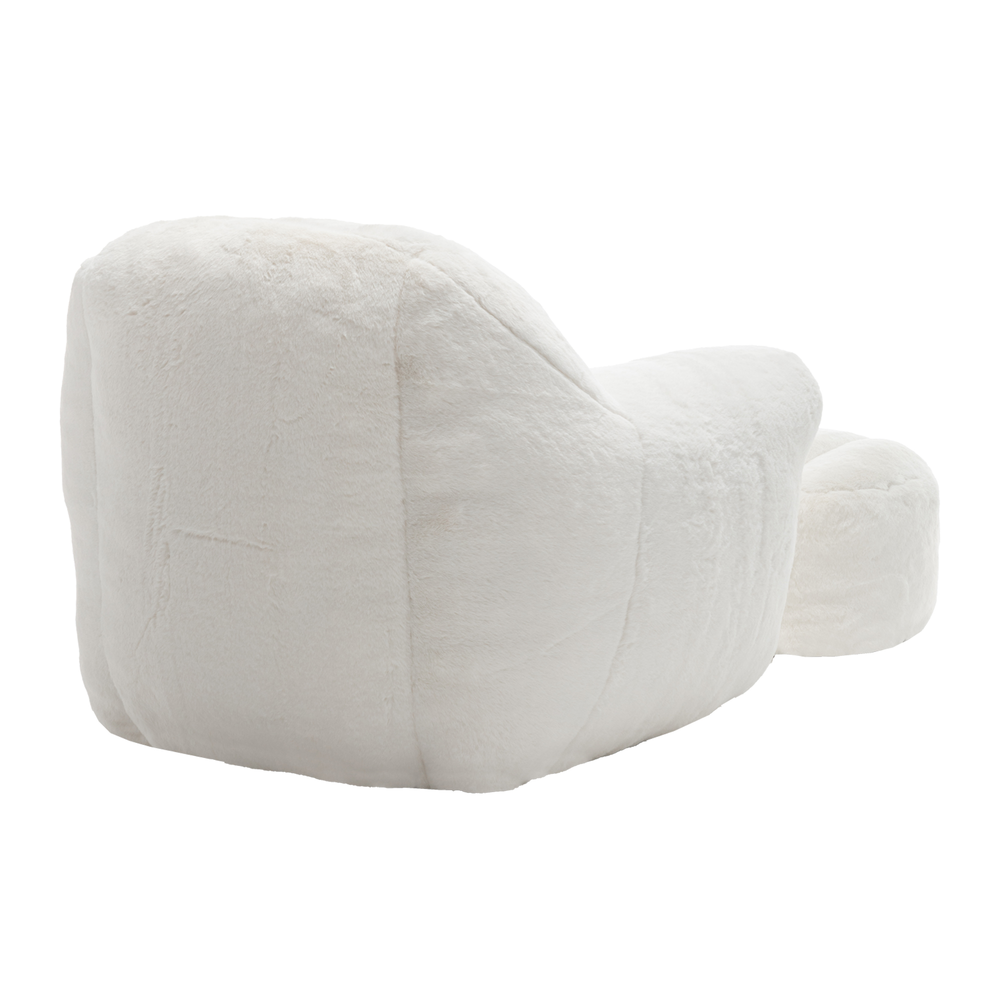 Bean Bag Chair, Comfy Bean Bag Sofa with Back Support, With Footstool,Faux Fur Bean Bag Chair for Adults and Kids, Stuffed Floor Sofa for Living Room, Bedroom,White