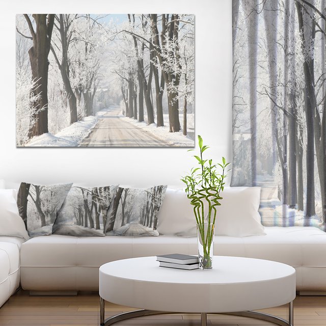 Winter Lane in Countryside - Large Forest Canvas Art Print