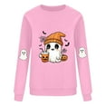 thumbnail image 4 of Womens Oversized Sweatshirts Ndbuld Women's Fashion Long Sleeve Round Neck T-Shirt Printing Loose Blouse Hoodless Sweatshirts Pink 2XL, 4 of 4