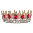 thumbnail image 1 of Couronne de Mariée Classique Coiffe de Mariage Joli Couvre-Chef Accessoires de Robe de Mariée Ornement de Cheveux pour Femmes (Doré et Rouge), 1 of 9