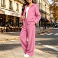 thumbnail image 2 of Husipze 2 Piece Sweatsuit for Girls Fleece Zip Relaxed Fit Hoodie Sweatshirt Oversized Wide Leg Elastic Waist Sweatpants Outfits Pink 9-10 Years, 2 of 9