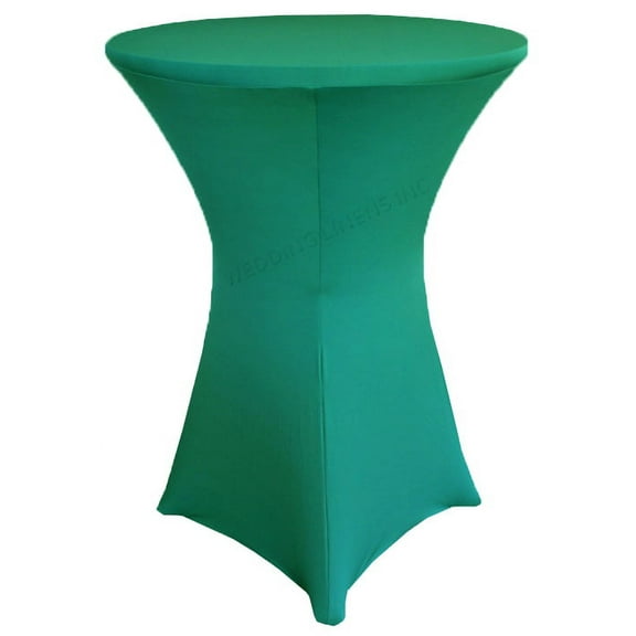 Wedding Linens Inc. (200 GSM) Premium 36"x 42" Round Cocktail Highboy Spandex Stretch Fitted Table Cover Tablecloths - Jade