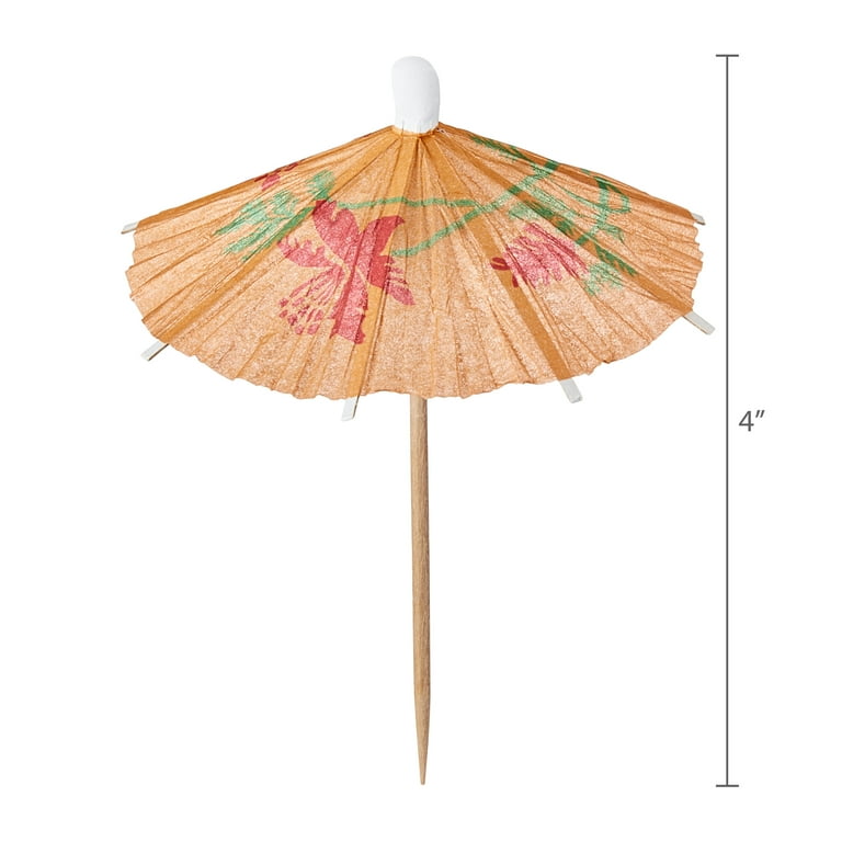 Way To Celebrate Paper Parasol Picks 100 ct Decorative Tropical