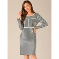 thumbnail image 4 of DARING DIVA Houndstooth Round Neck Plaid Sheath Dress XS Black, 4 of 6