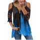 thumbnail image 2 of ICHUANYI Clearance Fashion Woman Causal Zipper Neck Printing Blouse Lace Short Sleeve T-Shirt Summer Tops(Blue, XL) ICHUANYI WER2023080900364, 2 of 5