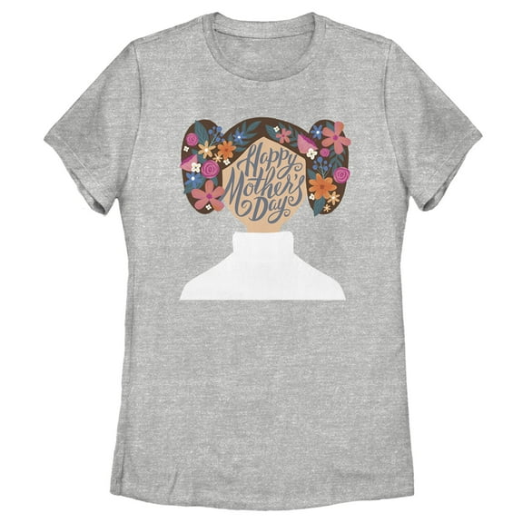 Women's Star Wars Princess Leia Abstract Happy Mother's Day Graphic Tee Athletic Heather Large