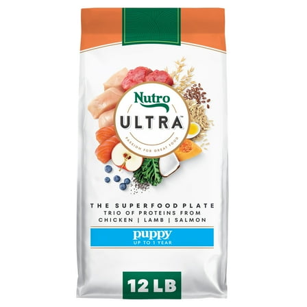 Nutro Ultra High Protein Dry Puppy Food, Trio of Proteins from Chicken, Lamb and Salmon, 12 lb Bag